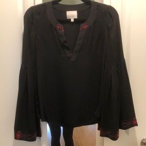 Cinq a sept blouse with bell sleeve detail